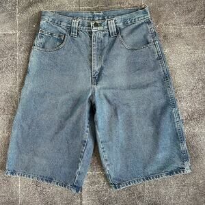 Men's Vintage Y2K FUBU USA 14" Light Blue Baggy Denim Jean Shorts Jorts Sz 32